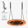 imageSONGMICS Saucer Tree Swing 40 Inch 700 lb Load Textilene Fabric Includes Hanging Kit for Kids Outdoor Indoor Heavy Duty Safe Durable Easy Install Backyard and Home Orange and Black UGSW001O01