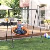 imageSONGMICS Saucer Tree Swing 40 Inch 700 lb Load Textilene Fabric Includes Hanging Kit for Kids Outdoor Indoor Heavy Duty Safe Durable Easy Install Backyard and Home Orange and Black UGSW001O01