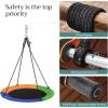 imageSONGMICS Saucer Tree Swing 40 Inch 700 lb Load Textilene Fabric includes Hanging Kit for Kids Outdoor Indoor Heavy Duty Safe Durable Easy Install for Backyard and Home Multicolor UGSW001O02
