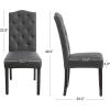 imageSONGMICS Set of 2 Dining Chairs with High Back Tufted Design Solid Wood Legs Upholstered Stools CottonLinen Blend Fabric Dark Gray ULDC028G02Dark Gray