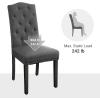 imageSONGMICS Set of 2 Dining Chairs with High Back Tufted Design Solid Wood Legs Upholstered Stools CottonLinen Blend Fabric Dark Gray ULDC028G02Dark Gray