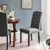 imageSONGMICS Set of 2 Dining Chairs with High Back Tufted Design Solid Wood Legs Upholstered Stools CottonLinen Blend Fabric Dark Gray ULDC028G02Dark Gray