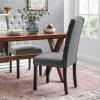 imageSONGMICS Set of 2 Dining Chairs with High Back Tufted Design Solid Wood Legs Upholstered Stools CottonLinen Blend Fabric Dark Gray ULDC028G02Dark Gray