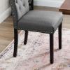 imageSONGMICS Set of 2 Dining Chairs with High Back Tufted Design Solid Wood Legs Upholstered Stools CottonLinen Blend Fabric Dark Gray ULDC028G02Dark Gray