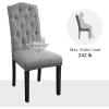 imageSONGMICS Set of 2 Dining Chairs with High Back Tufted Design Solid Wood Legs Upholstered Stools CottonLinen Blend Fabric Dark Gray ULDC028G02Light Gray