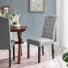 imageSONGMICS Set of 2 Dining Chairs with High Back Tufted Design Solid Wood Legs Upholstered Stools CottonLinen Blend Fabric Dark Gray ULDC028G02Light Gray