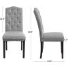 imageSONGMICS Set of 2 Dining Chairs with High Back Tufted Design Solid Wood Legs Upholstered Stools CottonLinen Blend Fabric Dark Gray ULDC028G02Light Gray