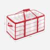 imageSONGMICS Set of 2 Large Christmas Ornament Storage Boxes 16 Trays Hold 256 Balls up to 3Inch Plastic Christmas Storage Containers with Lids Dual Zippers Side Handles Sandy Gold URFB029A07Cherry Red