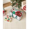 imageSONGMICS Set of 2 Large Christmas Ornament Storage Boxes 16 Trays Hold 256 Balls up to 3Inch Plastic Christmas Storage Containers with Lids Dual Zippers Side Handles Sandy Gold URFB029A07Forest Green