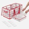 imageSONGMICS Set of 2 Large Christmas Ornament Storage Boxes 16 Trays Hold 256 Balls up to 3Inch Plastic Christmas Storage Containers with Lids Dual Zippers Side Handles Sandy Gold URFB029A07Cherry Red