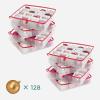 imageSONGMICS Set of 2 Large Christmas Ornament Storage Boxes 16 Trays Hold 256 Balls up to 3Inch Plastic Christmas Storage Containers with Lids Dual Zippers Side Handles Sandy Gold URFB029A07Cherry Red