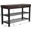 imageSONGMICS Shoe Bench 3Tier Shoe Rack for Entryway Storage Organizer with Foam Padded Seat Faux Leather Metal Frame for Living Room Hallway 122 x 319 x 193 Inches Black ULBS58HBrown