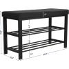 imageSONGMICS Shoe Bench 3Tier Shoe Rack for Entryway Storage Organizer with Foam Padded Seat Faux Leather Metal Frame for Living Room Hallway 122 x 319 x 193 Inches Black ULBS58HBlack