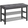 imageSONGMICS Shoe Bench Storage Bench Entryway Bench with Cushion Shoe Shelf with Seat SpaceSaving Modern Style for Living Room Bedroom Hallway Dark Gray and Ink Black ULBS57GYZDark Gray  Ink Black