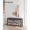 imageSONGMICS Shoe Bench Storage Bench Entryway Bench with Cushion Shoe Shelf with Seat SpaceSaving Modern Style for Living Room Bedroom Hallway Dark Gray and Ink Black ULBS57GYZDark Gray  Ink Black