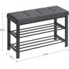 imageSONGMICS Shoe Bench Storage Bench Entryway Bench with Cushion Shoe Shelf with Seat SpaceSaving Modern Style for Living Room Bedroom Hallway Dark Gray and Ink Black ULBS57GYZDark Gray  Ink Black