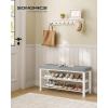 imageSONGMICS Shoe Bench Storage Bench Entryway Bench with Cushion Shoe Shelf with Seat SpaceSaving Modern Style for Living Room Bedroom Hallway Dark Gray and Ink Black ULBS57GYZDove Gray  Cloud White