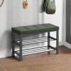 imageSONGMICS Shoe Bench Storage Bench Entryway Bench with Cushion Shoe Shelf with Seat SpaceSaving Modern Style for Living Room Bedroom Hallway Dark Gray and Ink Black ULBS57GYZForest Green  Ink Black