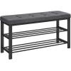 imageSONGMICS Shoe Bench Storage Bench Entryway Bench with Cushion Shoe Shelf with Seat SpaceSaving Modern Style for Living Room Bedroom Hallway Dark Gray and Ink Black ULBS57GYZDark Gray  Ink Black