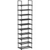 imageSONGMICS Shoe Rack 10Tier Shoe Organizer Metal Storage Shelf Upright or Upside Down for 1122 Pairs for Entryway 118 x 177 x 685 Inches Black ULSA25BKBlack