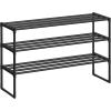 imageSONGMICS Shoe Rack 10Tier Shoe Organizer Metal Storage Shelf Upright or Upside Down for 1122 Pairs for Entryway 118 x 177 x 685 Inches Black ULSA25BKBlack