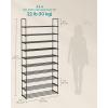 imageSONGMICS Shoe Rack 10Tier Shoe Organizer Metal Storage Shelf Upright or Upside Down for 1122 Pairs for Entryway 118 x 177 x 685 Inches Black ULSA25BKBlack