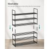 imageSONGMICS Shoe Rack 10Tier Shoe Organizer Metal Storage Shelf Upright or Upside Down for 1122 Pairs for Entryway 118 x 177 x 685 Inches Black ULSA25BKBlack