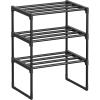 imageSONGMICS Shoe Rack 10Tier Shoe Organizer Metal Storage Shelf Upright or Upside Down for 1122 Pairs for Entryway 118 x 177 x 685 Inches Black ULSA25BKBlack