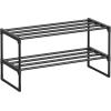 imageSONGMICS Shoe Rack 10Tier Shoe Organizer Metal Storage Shelf Upright or Upside Down for 1122 Pairs for Entryway 118 x 177 x 685 Inches Black ULSA25BKBlack