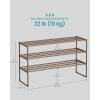 imageSONGMICS Shoe Rack 10Tier Shoe Organizer Metal Storage Shelf Upright or Upside Down for 1122 Pairs for Entryway 118 x 177 x 685 Inches Black ULSA25BKWalnut Brown