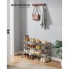 imageSONGMICS Shoe Rack 10Tier Shoe Organizer Metal Storage Shelf Upright or Upside Down for 1122 Pairs for Entryway 118 x 177 x 685 Inches Black ULSA25BKWalnut Brown