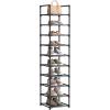 imageSONGMICS Shoe Rack 10Tier Shoe Shelf Shoe Storage Organizer 11 x 177 x 68 Inches Metal Frame NonWoven Fabric Shelves for Entryway Bedroom Black ULSH010B02Grey