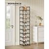 imageSONGMICS Shoe Rack 10Tier Shoe Shelf Shoe Storage Organizer 11 x 177 x 68 Inches Metal Frame NonWoven Fabric Shelves for Entryway Bedroom Black ULSH010B02Grey