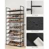 imageSONGMICS Shoe Rack 10Tier Shoe Shelf Shoe Storage Organizer 11 x 177 x 68 Inches Metal Frame NonWoven Fabric Shelves for Entryway Bedroom Black ULSH010B02Black