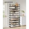 imageSONGMICS Shoe Rack 10Tier Shoe Shelf Shoe Storage Organizer 11 x 177 x 68 Inches Metal Frame NonWoven Fabric Shelves for Entryway Bedroom Black ULSH010B02Black