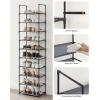 imageSONGMICS Shoe Rack 10Tier Shoe Shelf Shoe Storage Organizer 11 x 177 x 68 Inches Metal Frame NonWoven Fabric Shelves for Entryway Bedroom Black ULSH010B02Grey