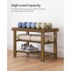 imageSONGMICS Shoe Rack Bench 3Tier Bamboo Shoe Storage Organizer Entryway Bench Holds Up to 286 lb 113 x 276 x 178 Inches for Entryway Bathroom Bedroom Natural ULBS04NYellow Brown
