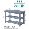 imageSONGMICS Shoe Rack Bench 3Tier Bamboo Shoe Storage Organizer Entryway Bench Holds Up to 286 lb 113 x 276 x 178 Inches for Entryway Bathroom Bedroom Natural ULBS04NGrey