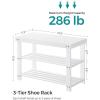 imageSONGMICS Shoe Rack Bench 3Tier Bamboo Shoe Storage Organizer Entryway Bench Holds Up to 286 lb 113 x 276 x 178 Inches for Entryway Bathroom Bedroom Natural ULBS04NCloud White