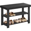 imageSONGMICS Shoe Rack Bench 3Tier Bamboo Shoe Storage Organizer Entryway Bench Holds Up to 286 lb 113 x 276 x 178 Inches for Entryway Bathroom Bedroom Natural ULBS04NInk Black