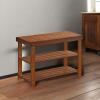 imageSONGMICS Shoe Rack Bench 3Tier Bamboo Shoe Storage Organizer Entryway Bench Holds Up to 286 lb 113 x 276 x 178 Inches for Entryway Bathroom Bedroom Natural ULBS04NYellow Brown