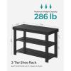 imageSONGMICS Shoe Rack Bench 3Tier Bamboo Shoe Storage Organizer Entryway Bench Holds Up to 286 lb 113 x 276 x 178 Inches for Entryway Bathroom Bedroom Natural ULBS04NInk Black
