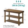 imageSONGMICS Shoe Rack Bench 3Tier Bamboo Shoe Storage Organizer Entryway Bench Holds Up to 286 lb 113 x 276 x 178 Inches for Entryway Bathroom Bedroom Natural ULBS04NYellow Brown