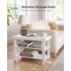 imageSONGMICS Shoe Rack Bench 3Tier Bamboo Shoe Storage Organizer Entryway Bench Holds Up to 286 lb 113 x 276 x 178 Inches for Entryway Bathroom Bedroom Natural ULBS04NCloud White