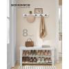 imageSONGMICS Shoe Rack Bench 3Tier Bamboo Shoe Storage Organizer Entryway Bench Holds Up to 286 lb 113 x 276 x 178 Inches for Entryway Bathroom Bedroom Natural ULBS04NCloud White