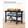 imageSONGMICS Shoe Rack Bench 3Tier Bamboo Shoe Storage Organizer Entryway Bench Holds Up to 286 lb 113 x 276 x 178 Inches for Entryway Bathroom Bedroom Natural ULBS04NInk Black