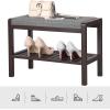 imageSONGMICS Shoe Rack Bench with Cushion Upholstered Padded Seat Storage Shelf Shoe Organizer Holds Up to 350 lb Ideal for Entryway Bedroom Living Room Hallway Garage Mud Room Gray and White ULBS65WNGray  Brown