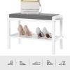 imageSONGMICS Shoe Rack Bench with Cushion Upholstered Padded Seat Storage Shelf Shoe Organizer Holds Up to 350 lb Ideal for Entryway Bedroom Living Room Hallway Garage Mud Room Gray and White ULBS65WNGray  White