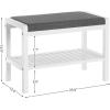imageSONGMICS Shoe Rack Bench with Cushion Upholstered Padded Seat Storage Shelf Shoe Organizer Holds Up to 350 lb Ideal for Entryway Bedroom Living Room Hallway Garage Mud Room Gray and White ULBS65WNGray  White