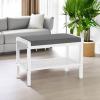 imageSONGMICS Shoe Rack Bench with Cushion Upholstered Padded Seat Storage Shelf Shoe Organizer Holds Up to 350 lb Ideal for Entryway Bedroom Living Room Hallway Garage Mud Room Gray and White ULBS65WNGray  White